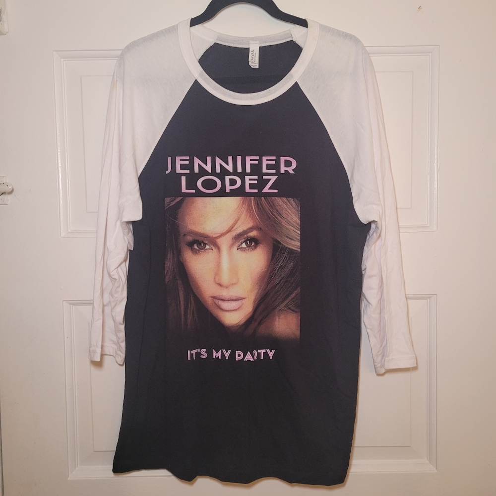VTG Jennifer Lopez Shirt Womens XLarge Baseball Sleeve It's My Party Tour 2019 - Picture 1 of 4
